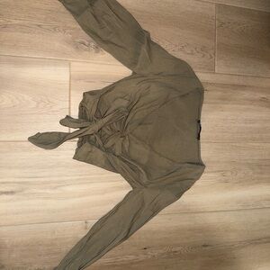 Zara Khaki Long Sleeve Blouse